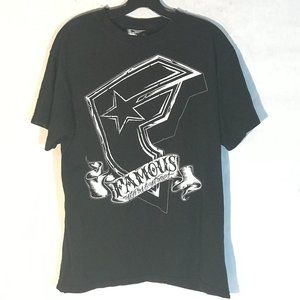 FAMOUS Stars and Straps Black White Logo Short Sleeve Vintage Tee T Shirt